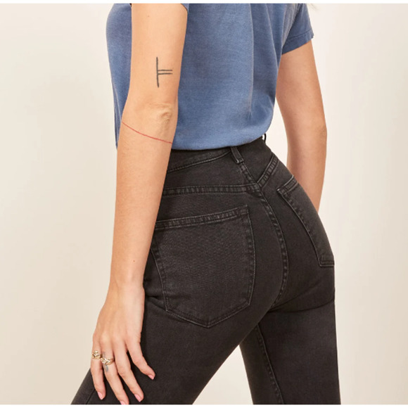 Reformation Jeans Serena High Skinny Jean Button Fly Wash Black Size 29 - Picture 3 of 8